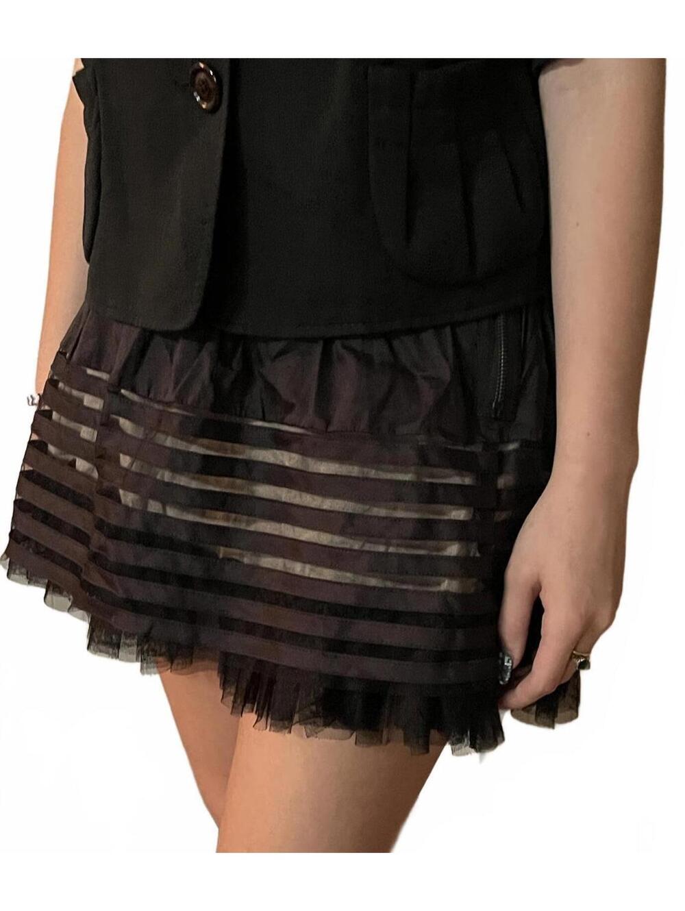 Free People Kawaii Sateen Ribbon Striped Mini Skirt - 10 (m/L) GothLolita ($98)